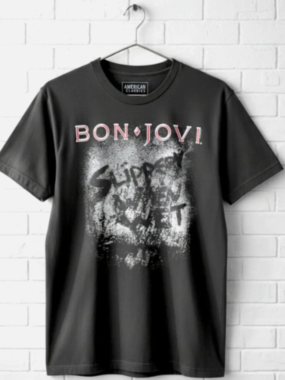Vintage Bon Jovi Slippery When Wet Graphic Black T-Shirt